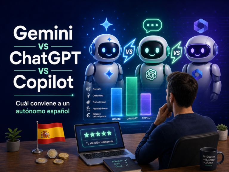 ChatGPT vs Gemini vs Copilot: cuál conviene a un autónomo español